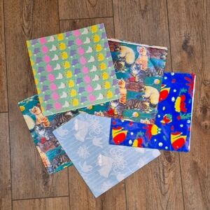 Vintage Wrapping Paper Sheets 6 Total
